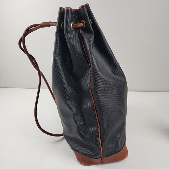 Bottega Veneta Black Drawstring Backpack with Brown Trim main image 3
